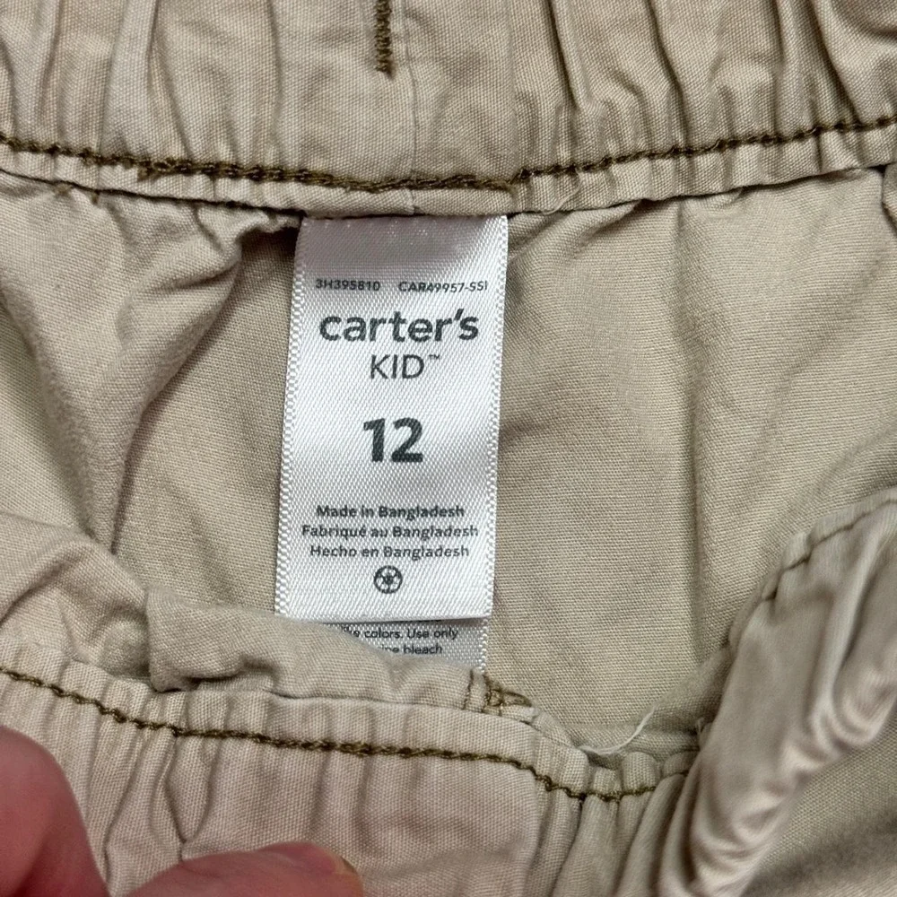 Carter's Kids Khaki Pull-On Cotton Shorts Sz 12 Elastic Waist Drawstring Summer